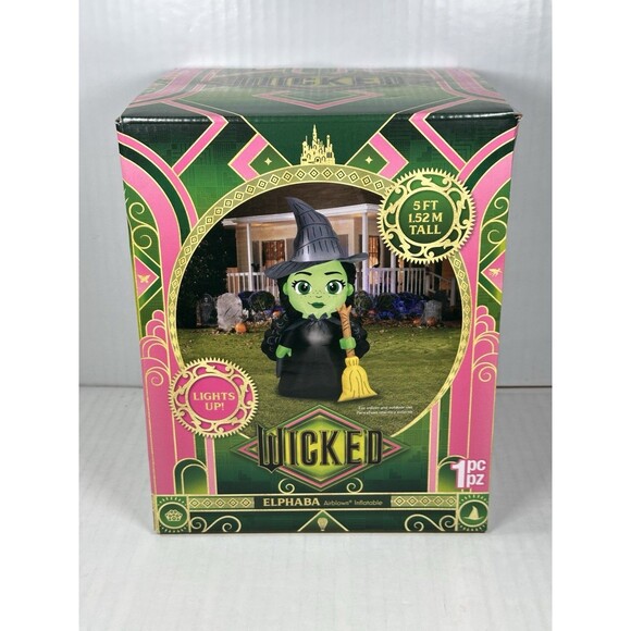 Wicked Elphaba 5’ Airblown Inflatable Halloween Witch Wizard Of Oz Wicked NEW - Picture 1 of 3